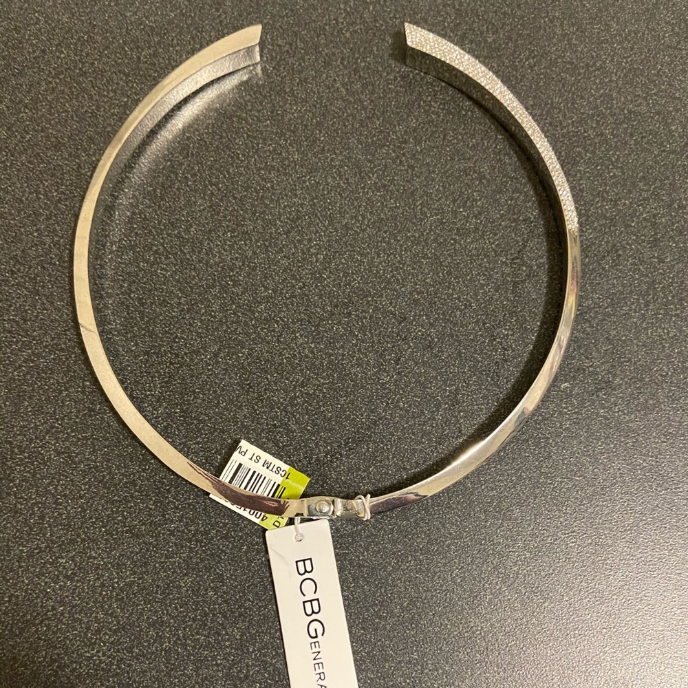 BCBG Silver and Diamond Choker Necklace
